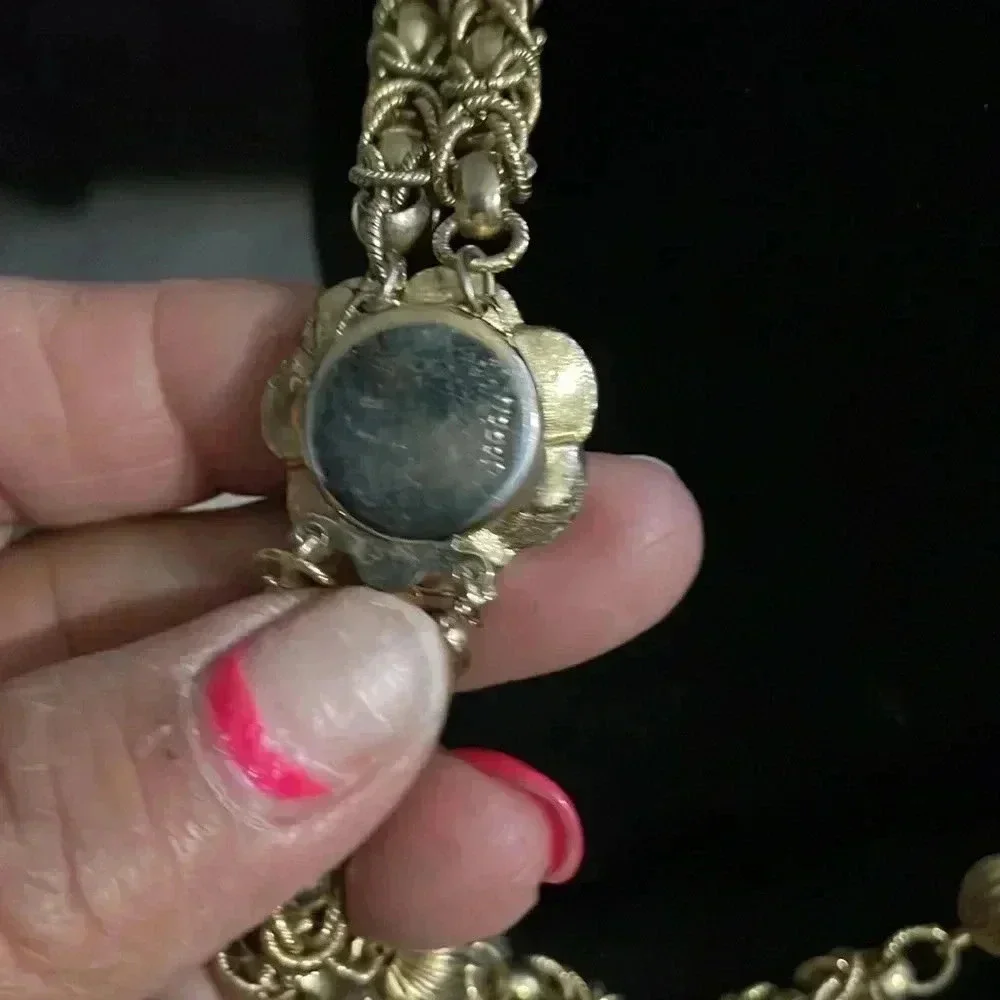 Vintage japan double strand gold tone necklace